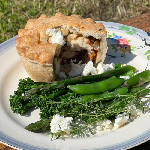 Roasted Vegetable, Spinach and Vegan Feta Pie Nelly's Farm